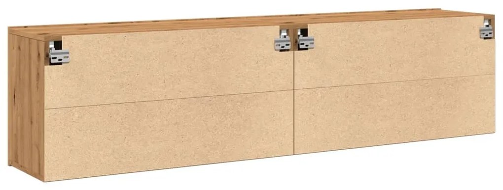 2 db kézműves tölgy falra szerelhető TV-szekrény 80x30x41 cm