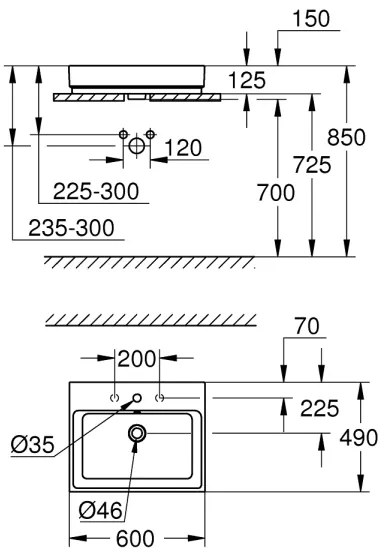 GROHE 3947700H - CUBE CERAMIC mosdó, 600 × 490 mm, kerámia/fehér