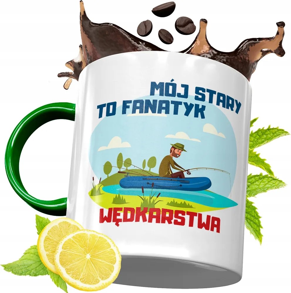 Zöld Bögre Horgászoknak Ajándékba, fényképes nyomattal