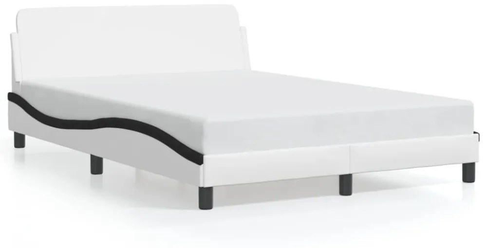 fehér és fekete műbőr ágykeret Dover 140 x 190 cm