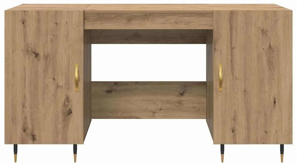 Asztal polcokkal kézműves tölgy 140 x 50 x 75 cm Faanyag