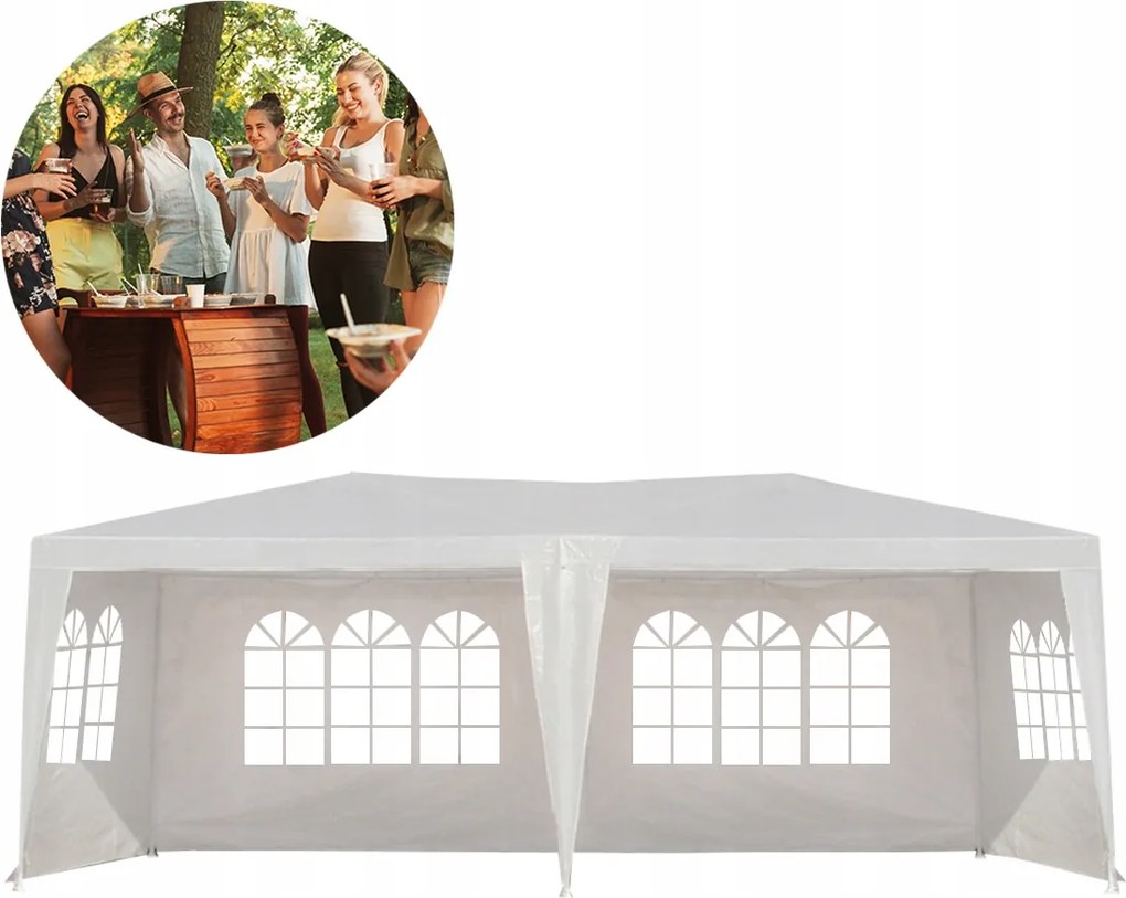 Kerti pavilon Party sátor 3x6m Teljes 6 fal erős családi rendezvény