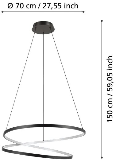 Eglo 901138 - LED Csillár zsinóron RUOTALE LED/42W/230V 3000K fekete