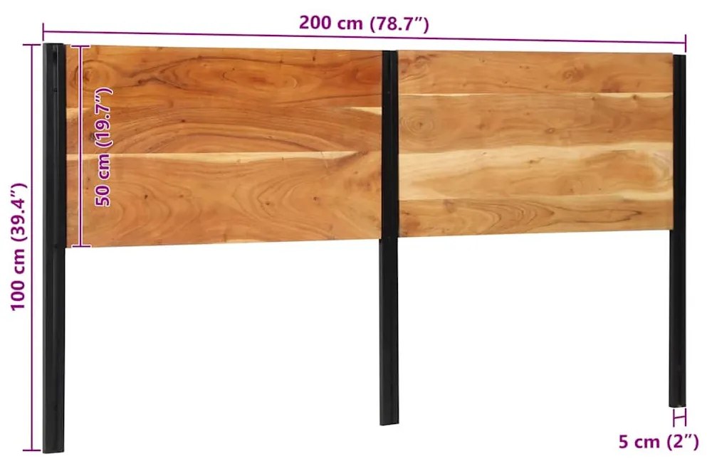 tömör fa akác és vas fejtámla 200 cm