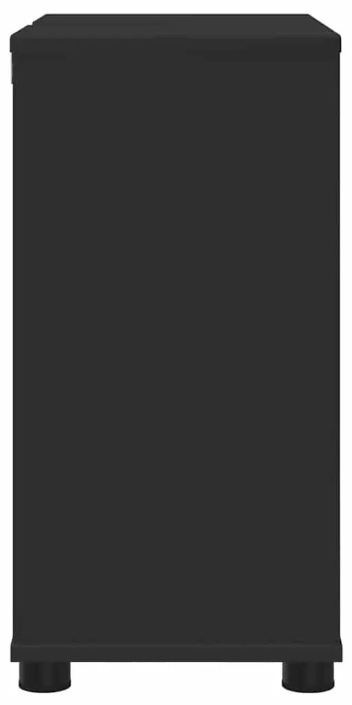 Fürdőszoba mosdószekrény ajtóval Fekete 60 x 30 x 60 cm Faanyag