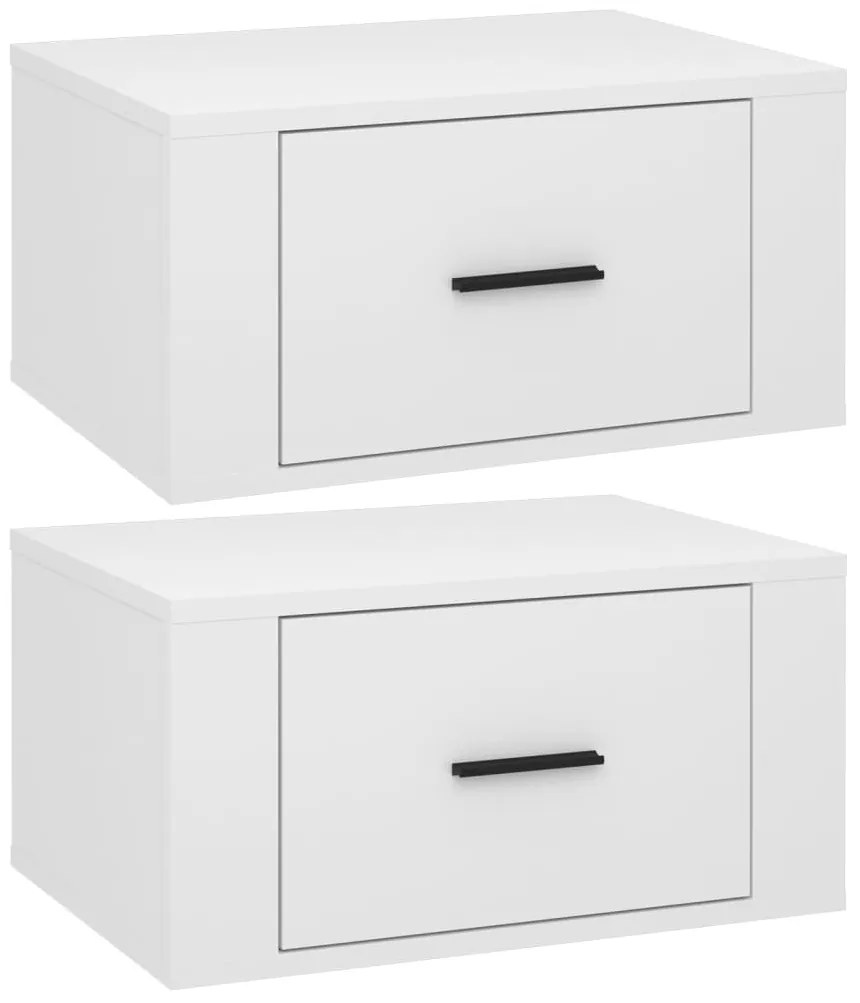 2 db magasfényű fehér fali éjjeliszekrény 50x36x25 cm