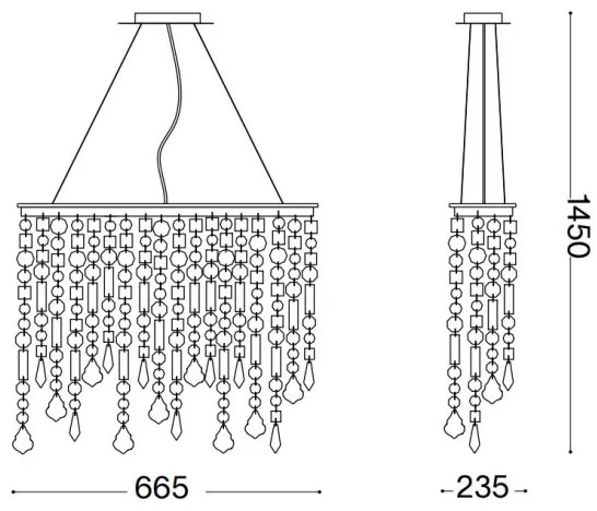 Ideal Lux - Kristály csillár zsinóron RAIN 5xE14/40W/230V átlátszó