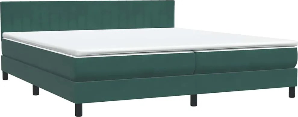 vidaXL sötétzöld bársony rugós ágy matraccal 180x220 cm