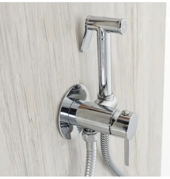 REA-B4106-Bidet. bidécsaptelep kézi zuhannyal falba süllyesztett beépítéshez LUNGO fényes króm