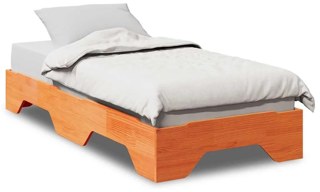 vidaXL ágy matrac nélkül rakásolható viaszbarna 90x190 cm tömör fa