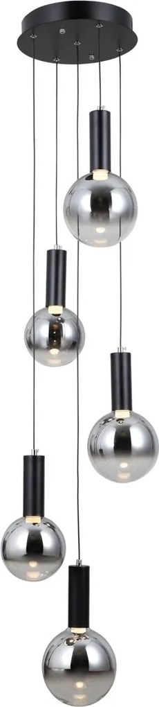 Italux modern függeszték strela matt fekete szürke itxpnd-34378-5s-bk
