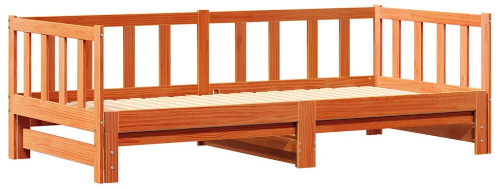 Kihúzható nappali ágy Viaszbarna 2 x (90x190) cm Tömör fenyőfa
