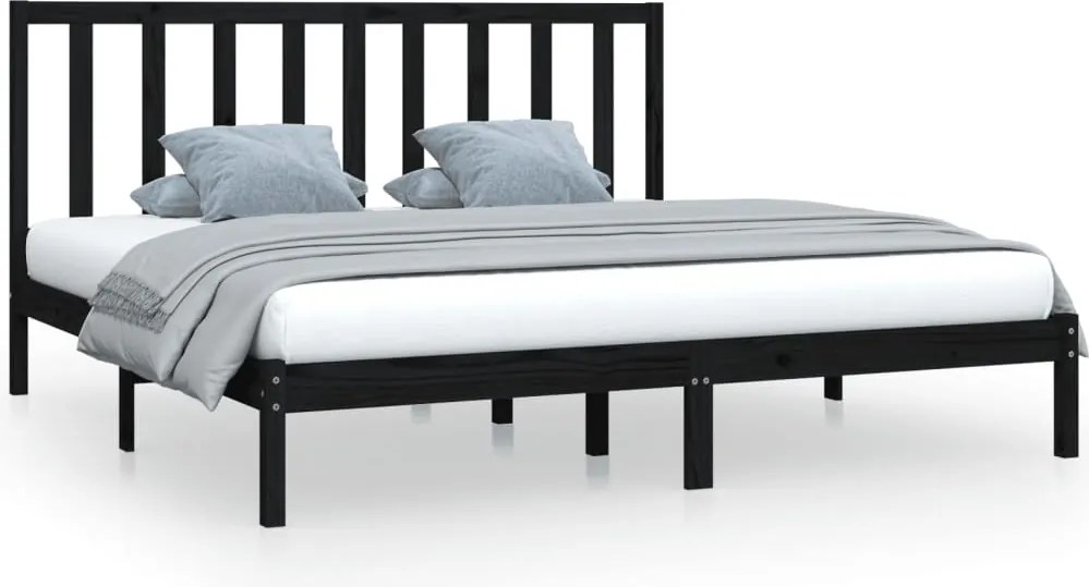 vidaXL fekete tömör fenyőfa ágykeret 200 x 200 cm