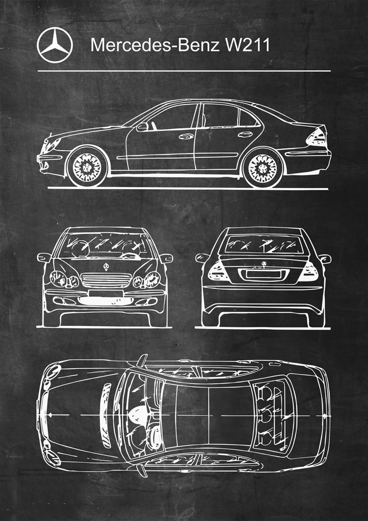 Poszter Mercedes Benz W211 Patent Séma