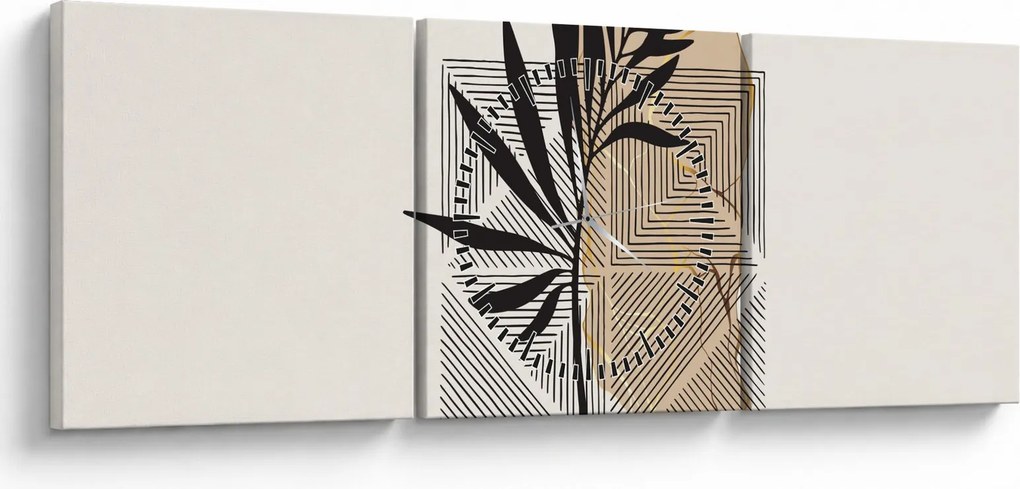 Kép - Absztrakció trópusi levelekkel N⁰1 (órával) (90x30 cm)