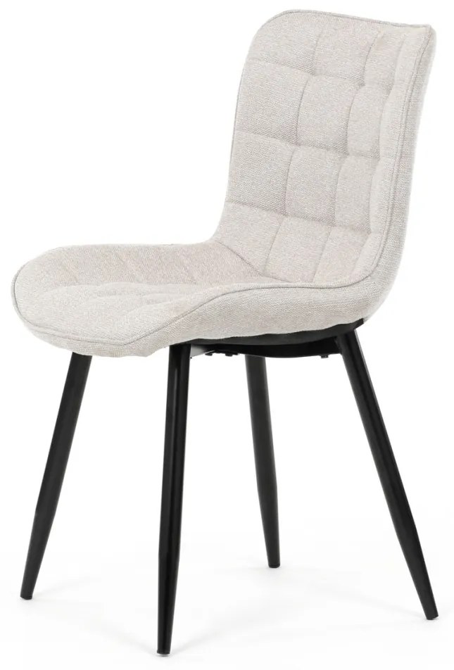 Scaun de sufragerie, material bej, picioare metalice negre