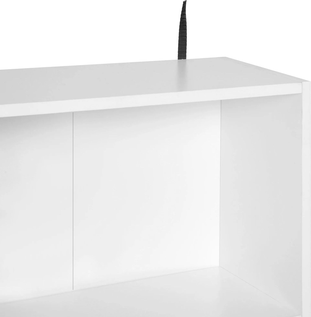 HOMCOM Skandináv Stílusú Könyvespolc Tároló Bútor 80 x 23,5 x 123 cm 5 polccal, szekrénnyel és 2 ajtóval, fenyőfa és faforgácslap fehér | Aosom