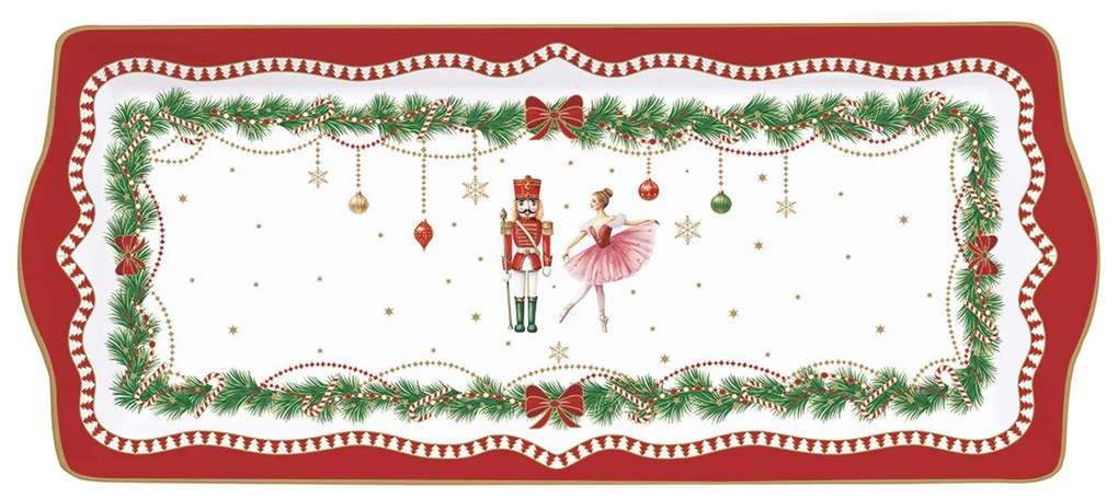 Karácsonyi porcelán asztali kínáló tál díszdobozban Magie de Noel