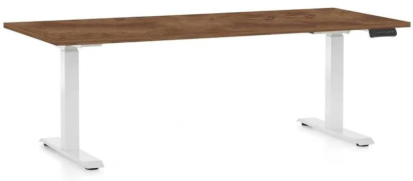 OfficeTech C állítható magasságú asztal, 180 x 80 cm, fehér alap, silverjack tölgy