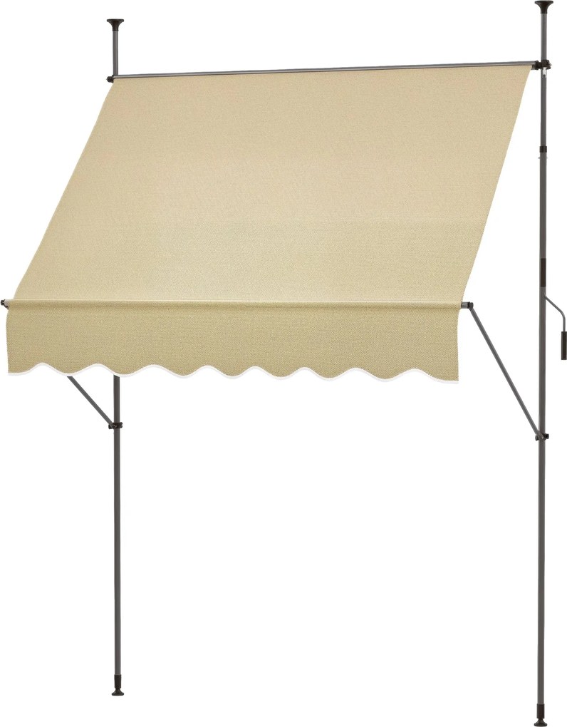 Outsunny Kihúzható Mánul Árnyékoló 2x1,2 m Kültéri Terasz Roll-Up Napellenző Magasságállító Karral 210-300 cm Fúrás Nélkül UV30+ Védelmmel Erkélyre Ke