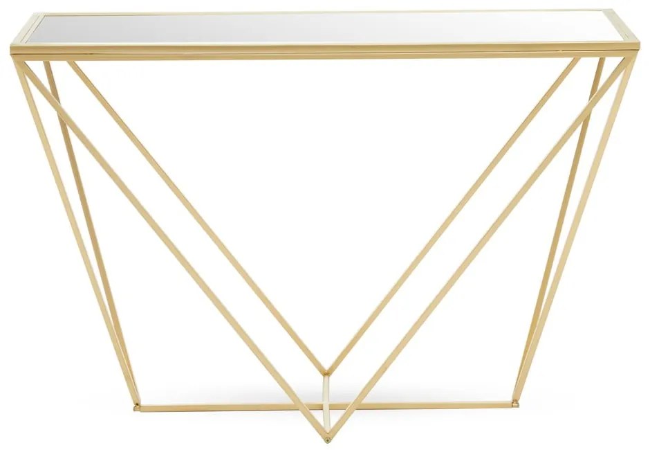 Aranyszínű konzolasztal üveg asztallappal 40x120 cm Farran – Premier Housewares