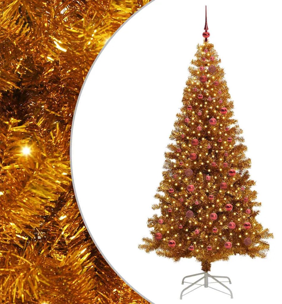 Karácsonyfa 300 LED-del állvánnyal Arany 210 cm PET