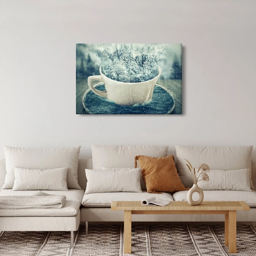 Kép - Téli világ egy bögrében (90x60 cm)