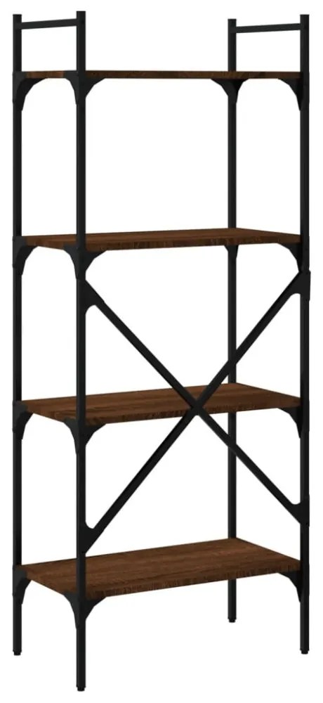 4 szintes barna tölgyszínű fa könyvespolc 56x31,5x138,5 cm