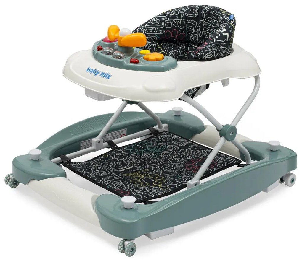 Gyerek bébikomp hintával szilikon kerekek Baby Mix zöld