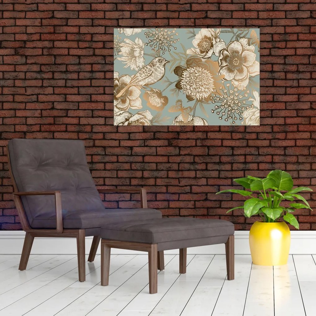 Kép - Kert egy madárral (90x60 cm)