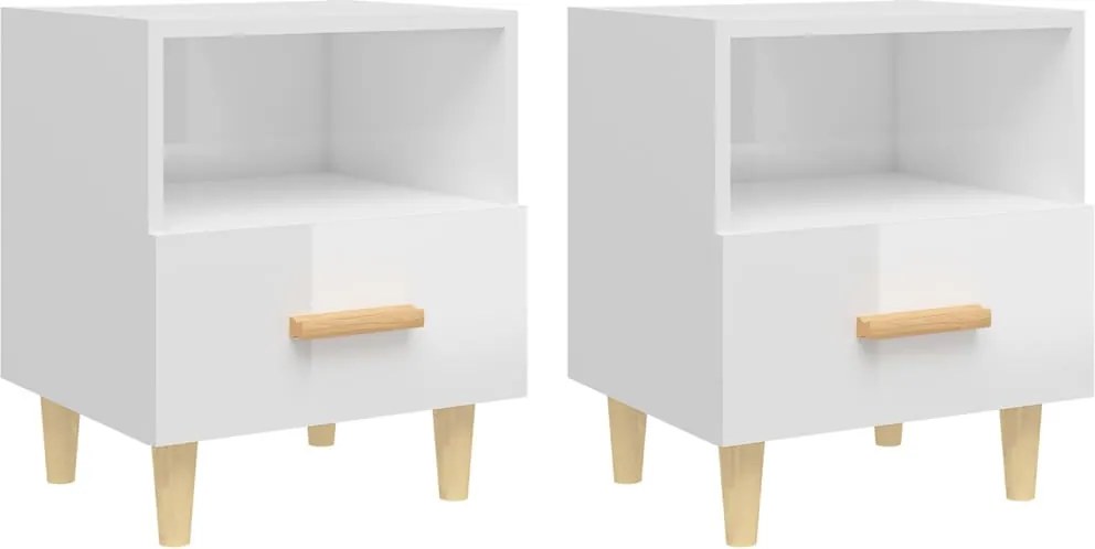 vidaXL 2 db magasfényű fehér éjjeliszekrény 40x35x47 cm