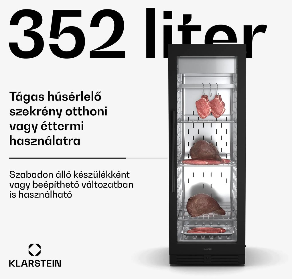 Klarstein Steakhouse húsérlelő szekrény, 352 L, antibakteriális, LED, érintésvezérlés, páratartalom szabályozása
