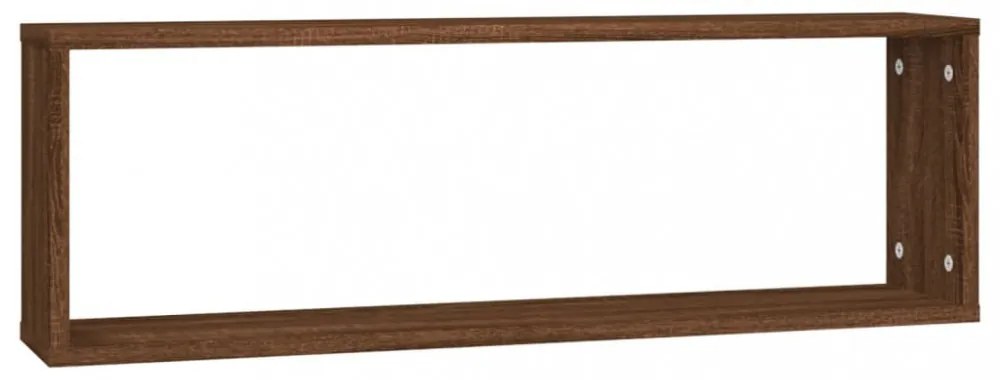 4 db barna tölgyszínű szerelt fa fali kockapolc 80x15x26,5 cm