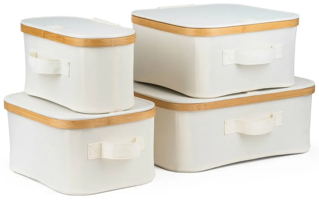 G21 tárolódoboz 30 x 15 x 15 cm, bambusz, fedéllel, bézs