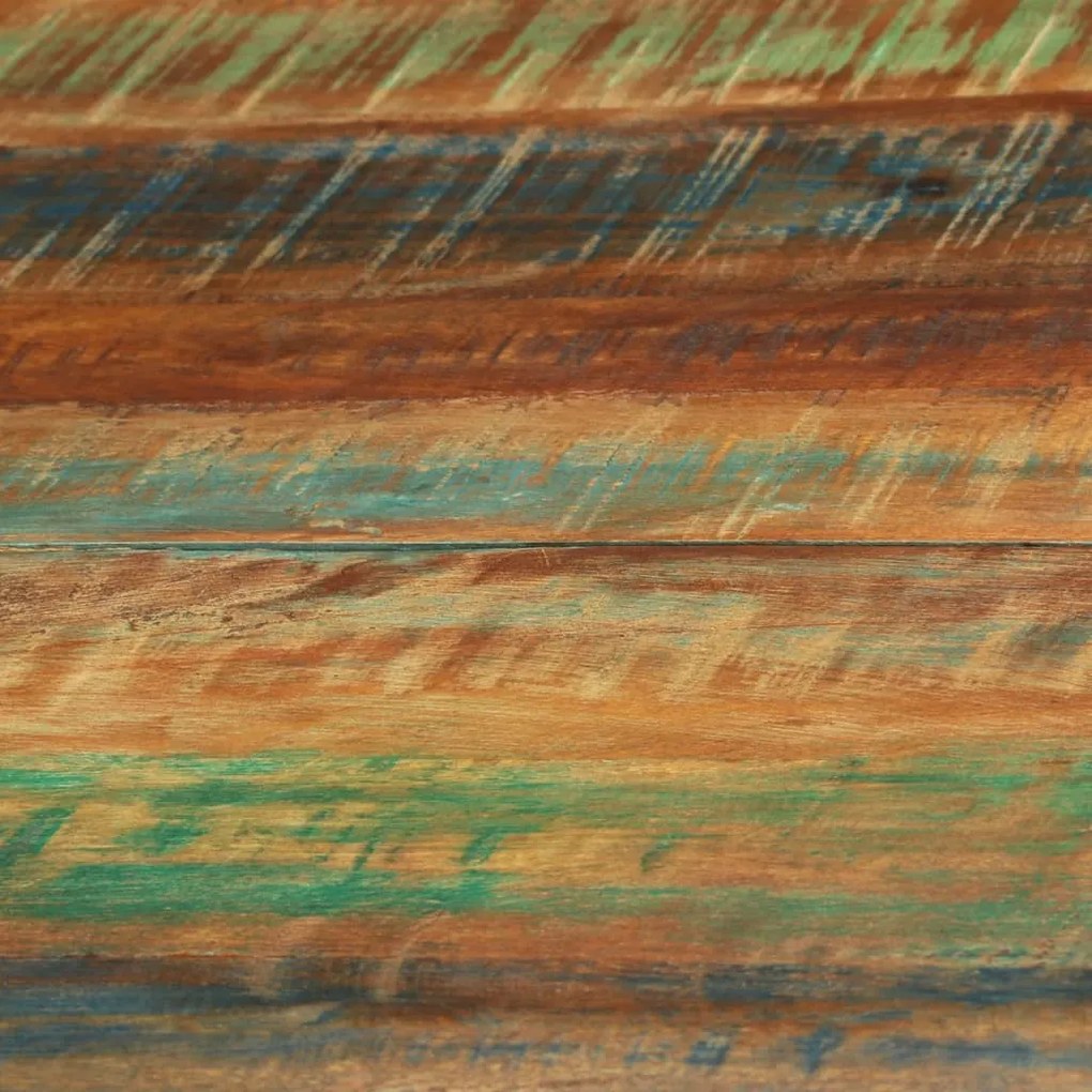Tömör újrahasznosított fa és acél étkezőasztal Ø110 x 78 cm