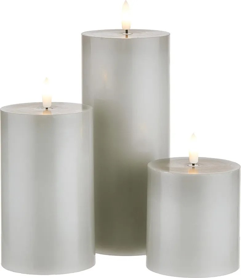 NORDIC LIGHT LED gyertya távirányítóval, szürke 3 darab