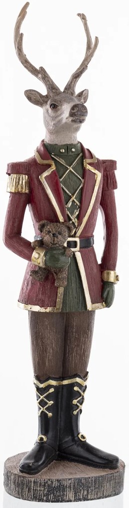 Karácsonyi Szarvas figura, műanyag, többszínű, 37x9,5x8cm