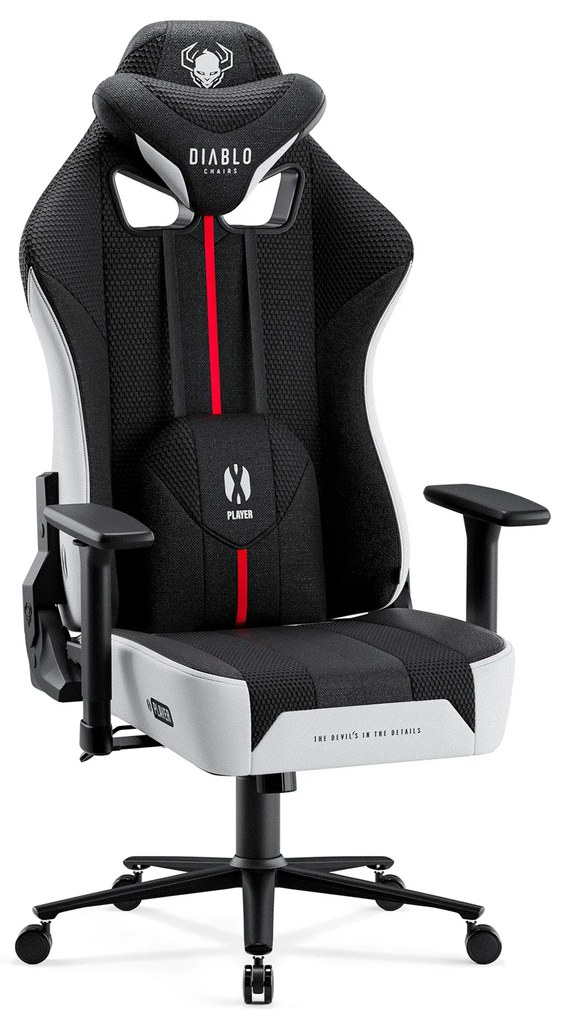 Diablo X-Player 2.0 szövet gamer szék Átlagos méret: fehér-fekete Diablochairs