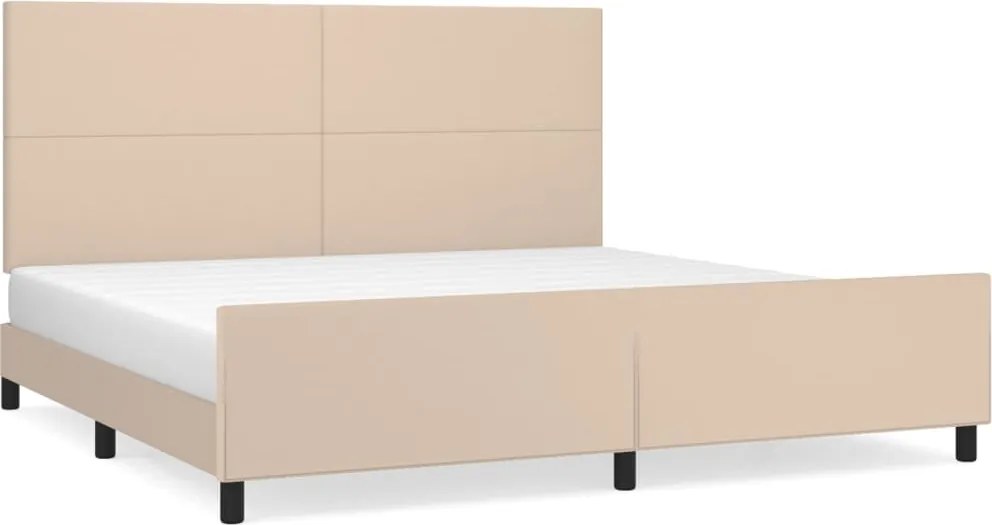 vidaXL cappuccino színű műbőr ágykeret fejtámlával 200x200 cm