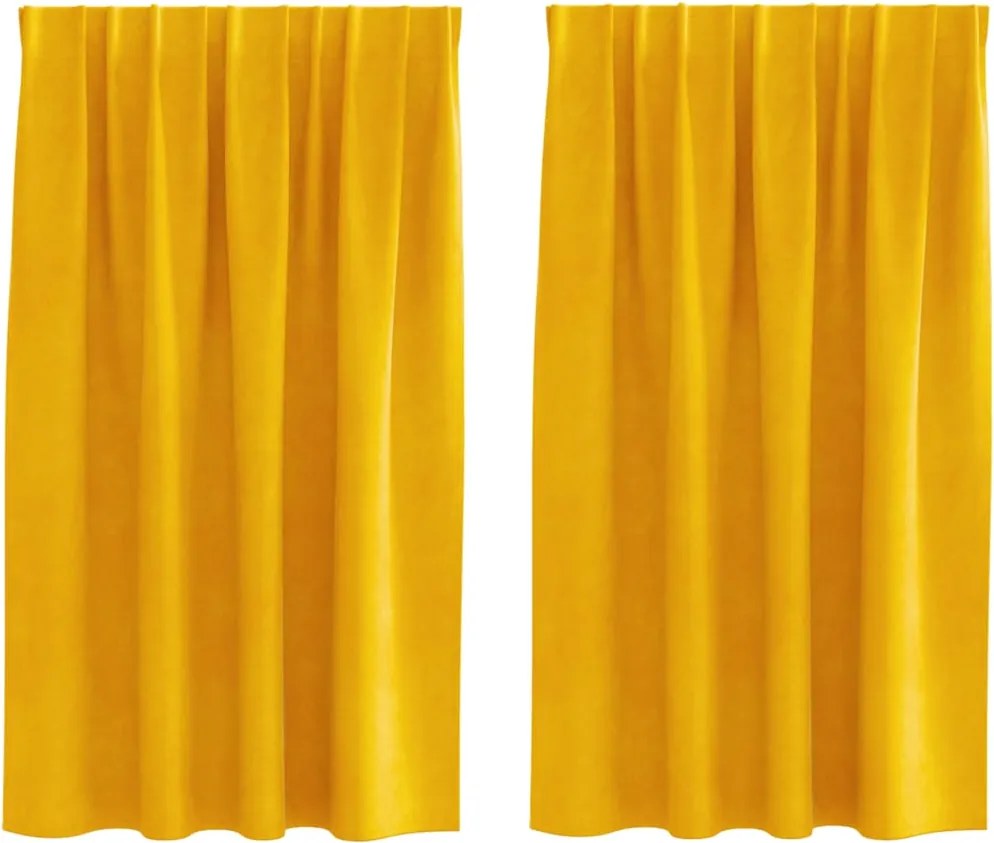 vidaXL Sötétítő függönyök 2 pcs Mustár sárga 140 x 140 cm Bársony