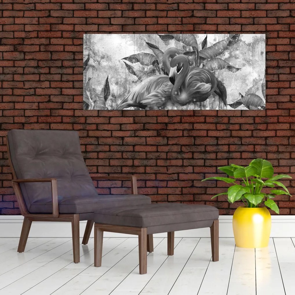 Kép - Flamingók graffiti (120x50 cm)