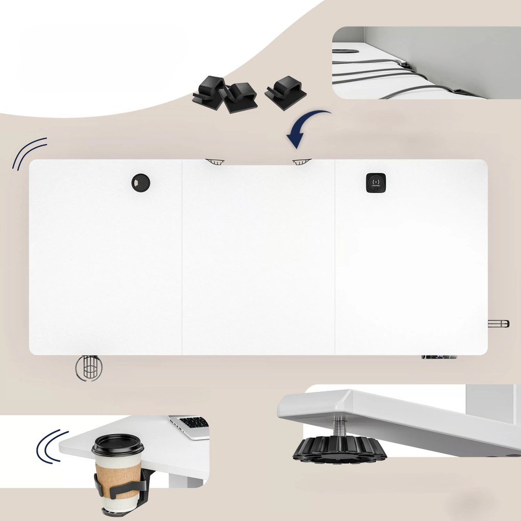 Deuba Magasságban állítható asztal 160 x 75 x 117 cm - fehér