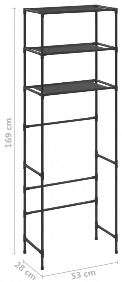 3 szintes fekete WC feletti tárolóállvány 53 x 28 x 169 cm