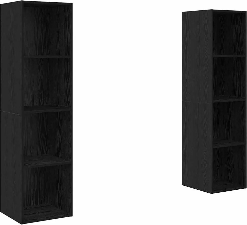vidaXL TV szekrény garnitúra 2 pcs Fekete 37 x 37 x 142,5 cm Faanyag