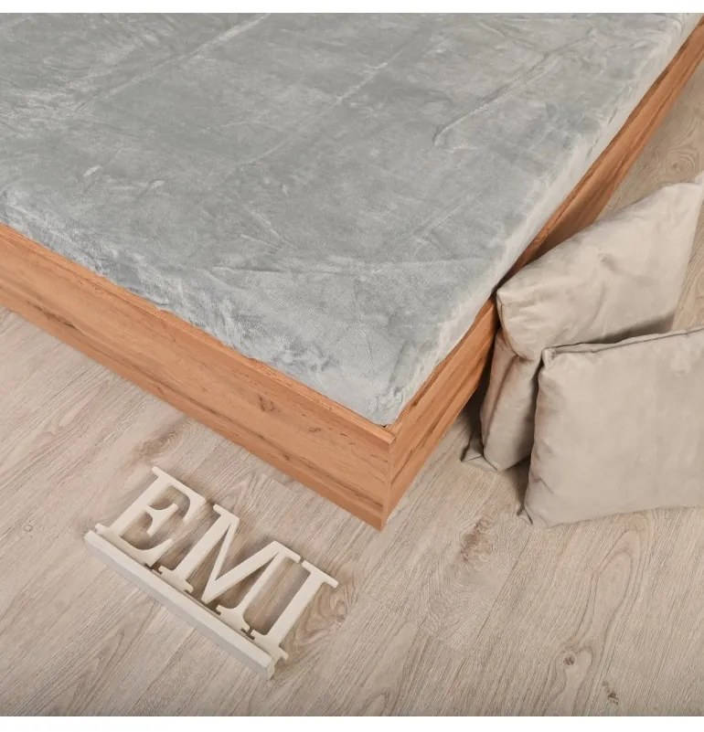 EMI szürke mikroplüss gumis lepedő, 180x200-as lap