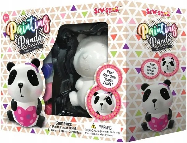 Műanyag Kreatív Játék Szett Panda figura +Festékek +Ecset Festés