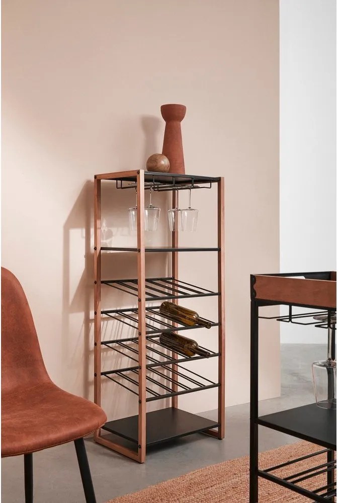 Fekete-natúr színű fém bortartó szekrény palackok száma 20, 50x122x35 cm Isaac – Yes Everyday