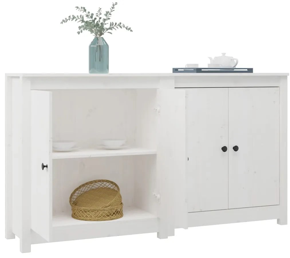 fehér 2 db tömör fenyőfa tálalószekrény 70 x 35 x 80 cm