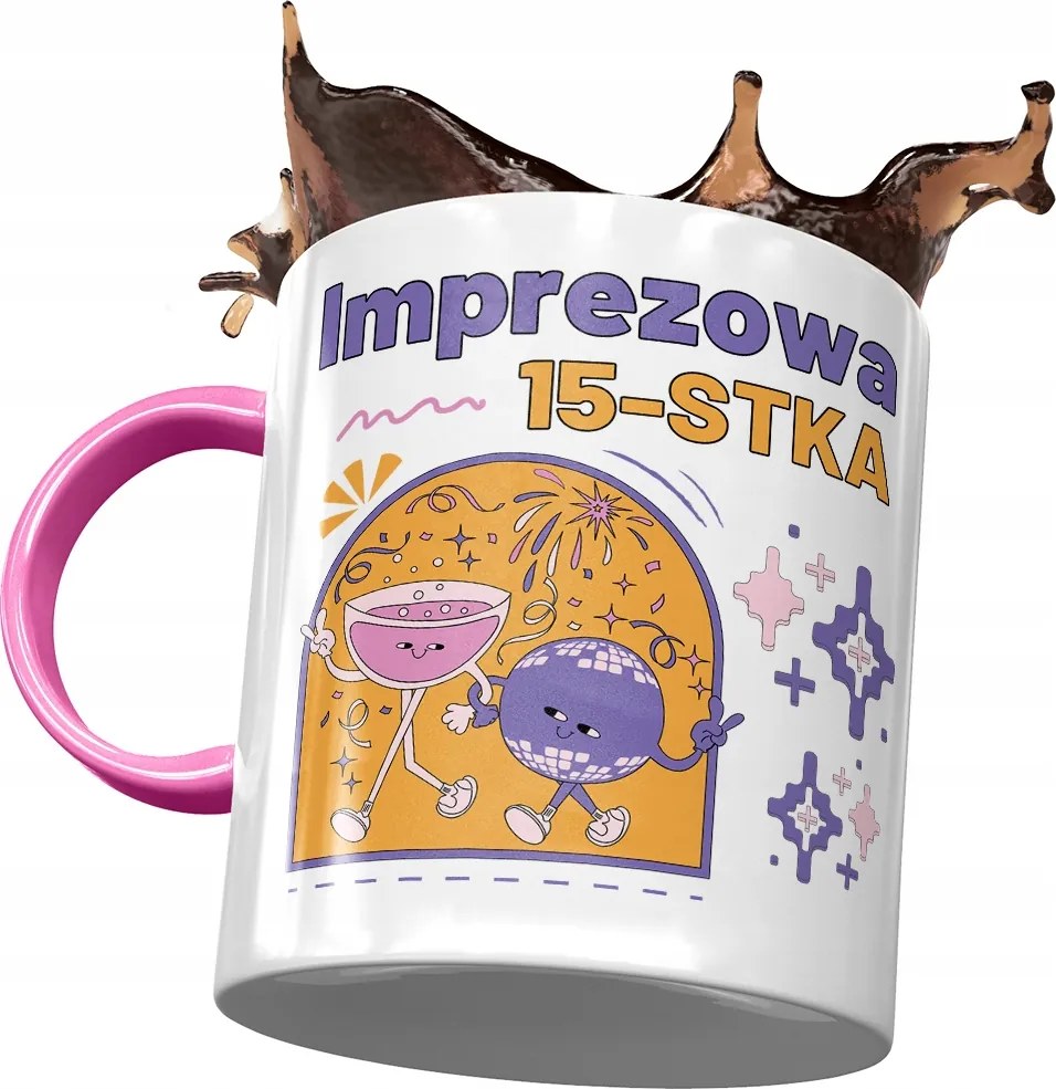 Rózsaszín Bögre Születésnapra 15 15. 15. Ajándék Nyomtatott Fotóval