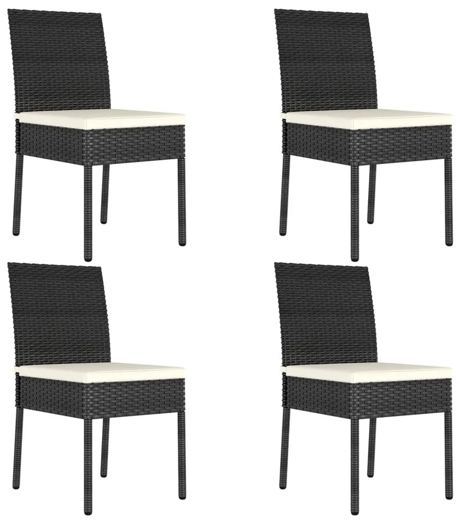 4 db fekete polyrattan kerti étkezőszék
